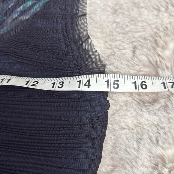 BCBGMAXAZRIA | Black & Green Mesh Black Mini Ruched Dress, Size M - Picture 9 of 12